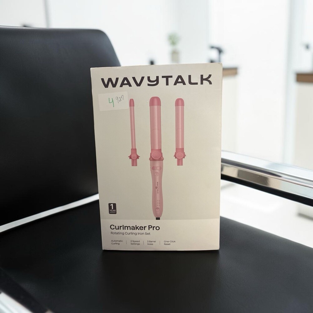 Wavytalk Pro Rotating Curling Iron Set Pink NIB Sealed Box